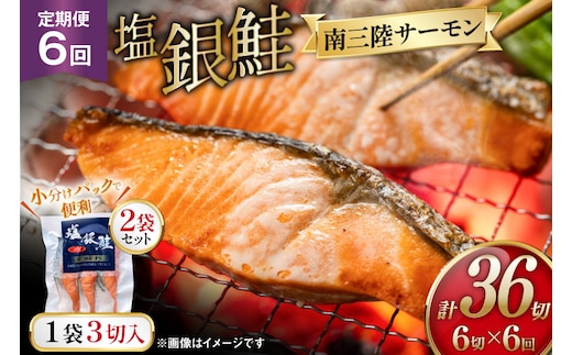 6回 定期便 塩銀鮭パック 3切×2袋×6回 総計12袋 [たみこの海パック 宮城県 南三陸町 m304amh560082] 鮭 切り身 サーモン 銀鮭 塩銀鮭 シャケ 切身 さけ サケ 国産 小分け 個包装 冷凍