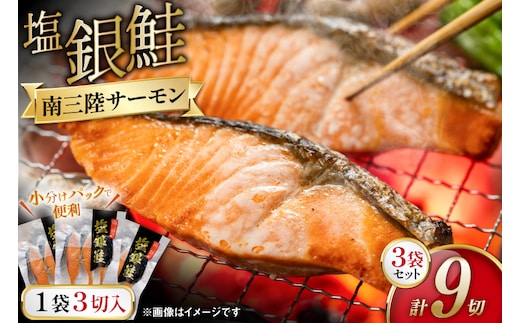 鮭 切り身 塩銀鮭パック 3切 ×3袋 計9切 [たみこの海パック 宮城県 南三陸町 m304amh560065] サーモン 銀鮭 塩銀鮭 シャケ 切身 さけ サケ 国産 小分け 個包装 冷凍