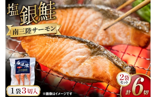 鮭 切身 塩銀鮭パック 3切×2袋 計6切 [たみこの海パック 宮城県 南三陸町 m304amh560067] サーモン 銀鮭 塩銀鮭 シャケ 切り身 さけ サケ 国産 小分け 個包装 冷凍