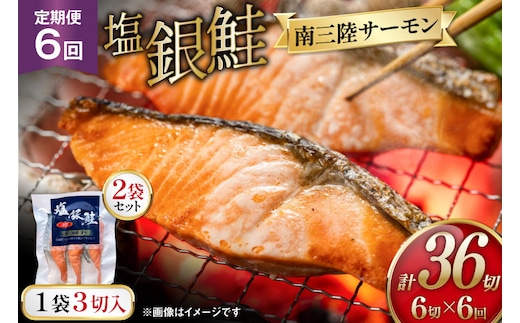 6回 定期便 塩銀鮭パック 3切×2袋×6回 総計12袋 [たみこの海パック 宮城県 南三陸町 m304amh560082] 鮭 切り身 サーモン 銀鮭 塩銀鮭 シャケ 切身 さけ サケ 国産 小分け 個包装 冷凍