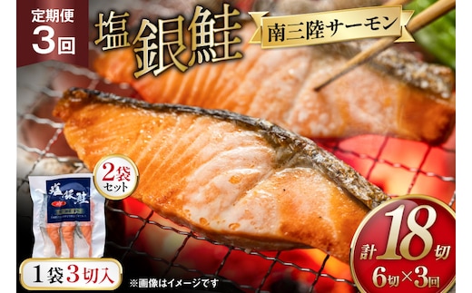 3回 定期便 塩銀鮭パック 3切×2袋×3回 総計6袋 [たみこの海パック 宮城県 南三陸町 m304amh560083] 鮭 切り身 サーモン 銀鮭 塩銀鮭 シャケ 切身 さけ サケ 国産 小分け 個包装 冷凍