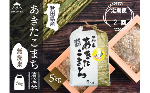 《定期便2ヶ月》あきたこまち 清流米 5kg 【無洗米】秋田市雄和産