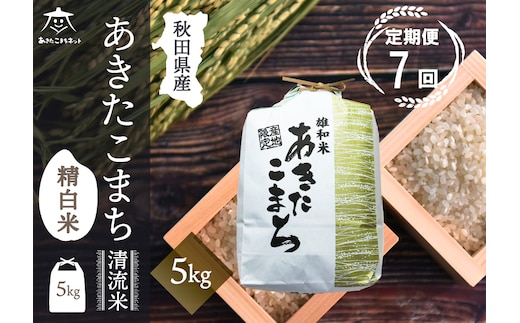 《定期便7ヶ月》あきたこまち 清流米 5kg【白米】 秋田市雄和産