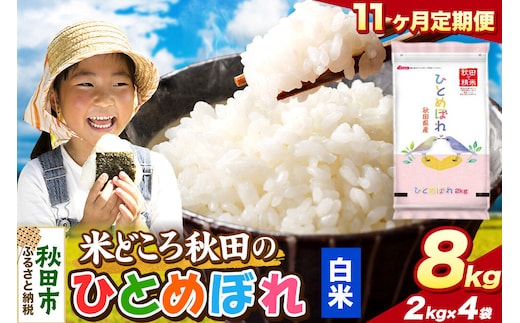 米《定期便11ヶ月》ひとめぼれ【白米】 米どころ秋田県産 令和8年産 精米 8kg（2kg×4袋） [米 お米 こめ 白米 精米 ブランド米 小分け ご飯 ごはん 米どころ 秋田県産 2kg袋]