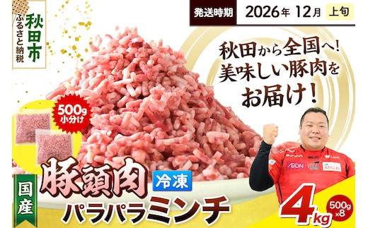 【2026年12月上旬発送】豚頭肉 ミンチ ひき肉 4kg（500g×8袋）豚肉 冷凍 [小分け 挽肉 豚カシラ 豚かしら 松田畜産 国産 ぶた肉 とんとう]