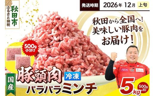 【2026年12月上旬発送】豚頭肉 ミンチ ひき肉 5kg（500g×10袋）豚肉 冷凍 [小分け 挽肉 豚カシラ 豚かしら 松田畜産 国産 ぶた肉 とんとう]