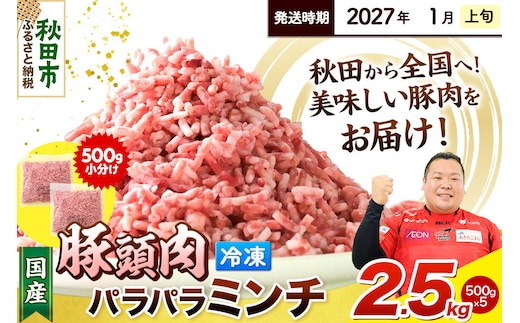 【2027年1月上旬発送】豚頭肉 ミンチ ひき肉 2.5kg（500g×5袋）豚肉 冷凍 [小分け 挽肉 豚カシラ 豚かしら 松田畜産 国産 ぶた肉 とんとう]