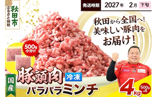 【2027年2月下旬発送】豚頭肉 ミンチ ひき肉 4kg（500g×8袋）豚肉 冷凍 [小分け 挽肉 豚カシラ 豚かしら 松田畜産 国産 ぶた肉 とんとう]