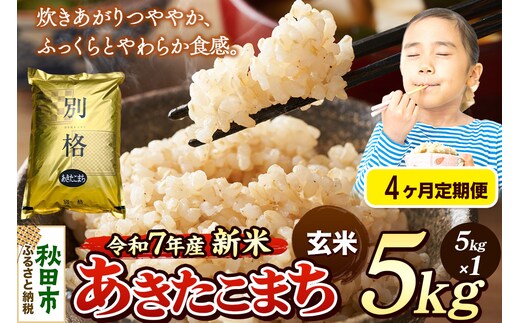 《令和7年産 新米》《定期便4ヶ月》 米 あきたこまち 5kg 【玄米】 秋田県産