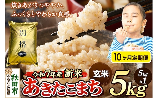 《令和7年産 新米》《定期便10ヶ月》 米 あきたこまち 5kg 【玄米】 秋田県産