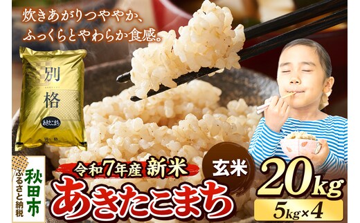 《令和7年産 新米》 米 あきたこまち 20kg（5kg×4袋） 【玄米】 秋田県産
