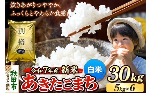 《令和7年産 新米》 米 あきたこまち 30kg（5kg×6袋） 【白米】 秋田県産