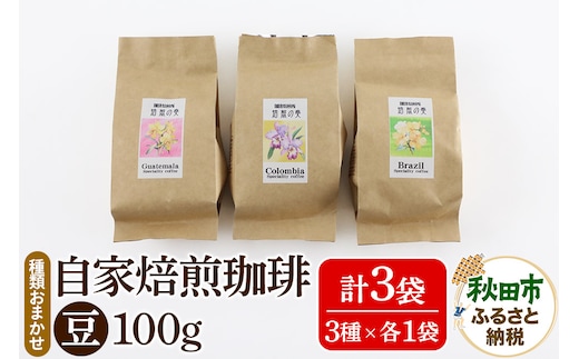 自家焙煎珈琲 豆 100g×おまかせ3種セット 計300g