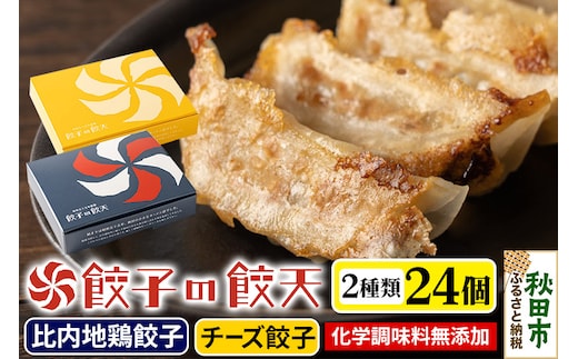 比内地鶏餃子・3種のチーズ餃子 24個詰合せ 餃子の餃天 化学調味料無添加