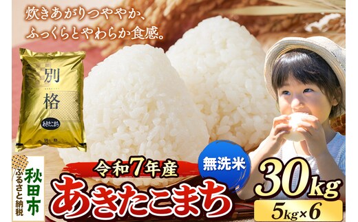 《令和7年産 新米》 米 あきたこまち 30kg（5kg×6袋） 【無洗米】 秋田県産
