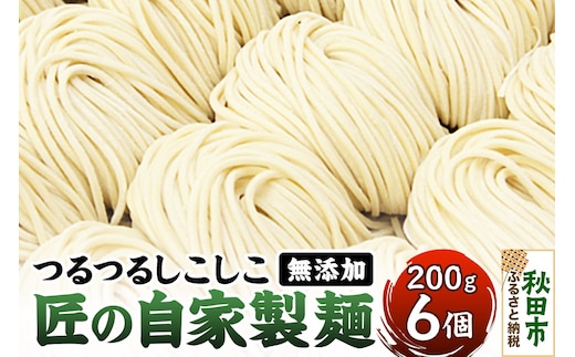 竹本商店 無添加で安心 つけ麺の麺 つるつるしこしこ「匠の自家製麺」 200g×6玉