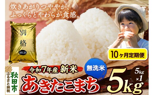 《令和7年産 新米》《定期便10ヶ月》 米 あきたこまち 5kg 【無洗米】 秋田県産