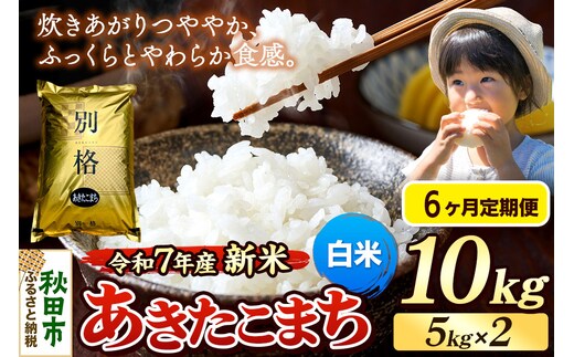 《令和7年産 新米》《定期便6ヶ月》 米 あきたこまち 10kg（5kg×2袋） 【白米】 秋田県産