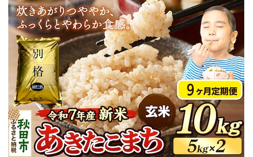 《令和7年産 新米》《定期便9ヶ月》 米 あきたこまち 10kg（5kg×2袋） 【玄米】 秋田県産