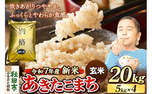 《令和7年産 新米》 米 あきたこまち 20kg（5kg×4袋） 【玄米】 秋田県産