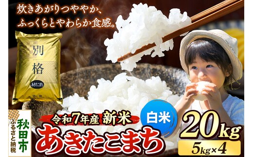 《令和7年産 新米》 米 あきたこまち 20kg（5kg×4袋） 【白米】 秋田県産