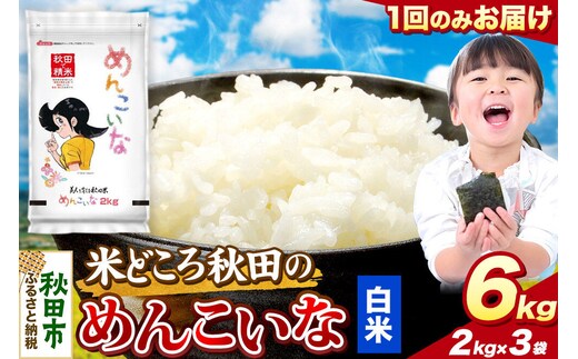 米 めんこいな【白米】米どころ秋田県産 令和8年産 精米 6kg（2kg×3袋） [米 お米 こめ 白米 精米 ブランド米 小分け ご飯 ごはん 米どころ 秋田県産 2kg袋]