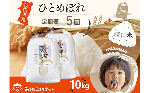 《定期便5ヶ月》ひとめぼれ 10kg(5kg×2袋)【白米】 秋田市産