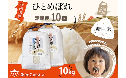 《定期便10ヶ月》ひとめぼれ 10kg(5kg×2袋)【白米】 秋田市産