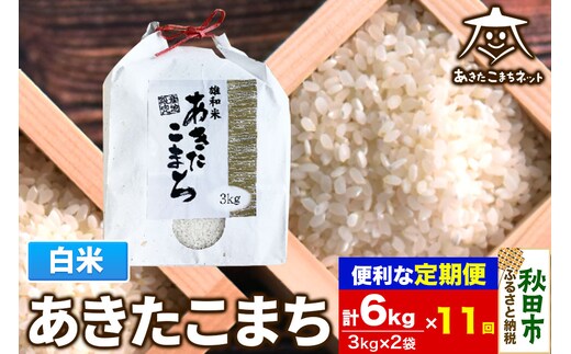 《定期便11ヶ月》あきたこまち 清流米 6kg(3kg×2袋)【白米】 秋田市雄和産