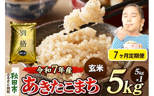 《令和7年産》《定期便7ヶ月》 米 あきたこまち 5kg 【玄米】 秋田県産
