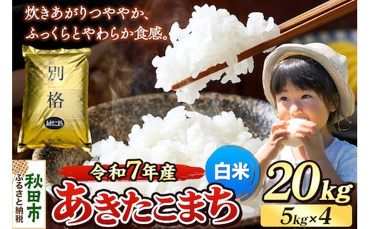 《令和7年産》 米 あきたこまち 20kg（5kg×4袋） 【白米】 秋田県産