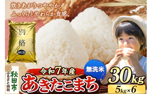 《令和7年産》 米 あきたこまち 30kg（5kg×6袋） 【無洗米】 秋田県産