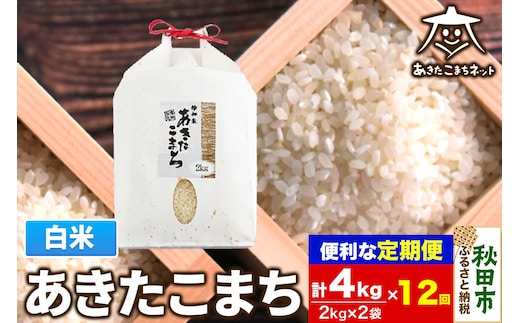 《定期便12ヶ月》あきたこまち 清流米 4kg(2kg×2袋)【白米】 秋田市雄和産