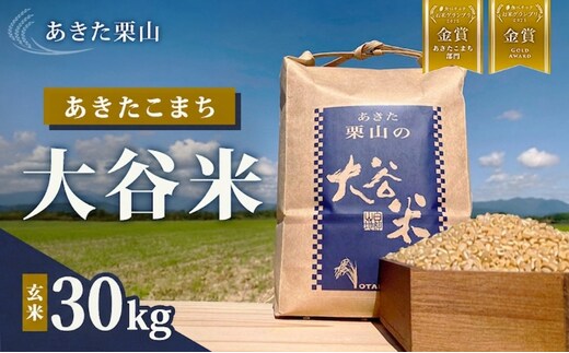食べチョク金賞受賞 玄米 あきたこまち 30kg×1袋 令和7年産 あきた栗山 大谷米 米 こめ お米 おこめ 令和7年 単一原料米 ごはん 秋田こまち 秋田 秋田県 能代市