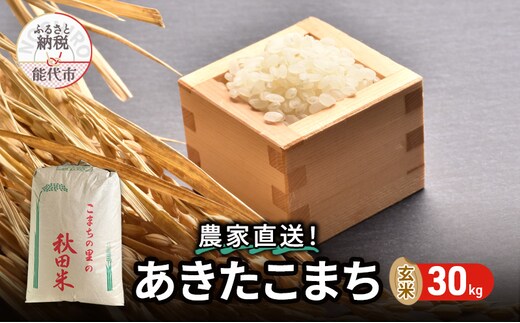 秋田県産 あきたこまち 30kg 令和7年産 玄米 [ ご飯 ブランド米 おにぎり 本場 お米 産地直送 おこめ ごはん 秋田県 秋田 能代市 ] 