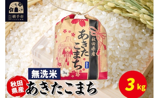 あきたこまち 3kg×1袋【無洗米】令和7年産 秋田県産 こまちライン