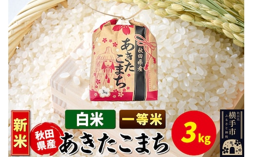 《新米》あきたこまち 一等米 3kg×1袋【白米】令和8年産 秋田県産 こまちライン [新米 こまちライン あきたこまち ブランド米 お米 白米 精米 米どころ 秋田 秋田県産]
