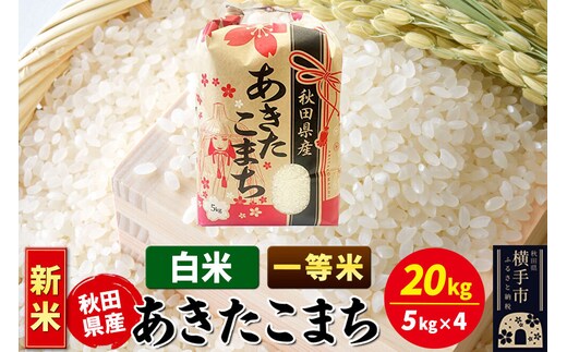 《新米》あきたこまち 一等米 20kg（5kg×4袋）【白米】秋田県産 こまちライン [新米 こまちライン あきたこまち ブランド米 お米 白米 精米 米どころ 秋田 秋田県産]