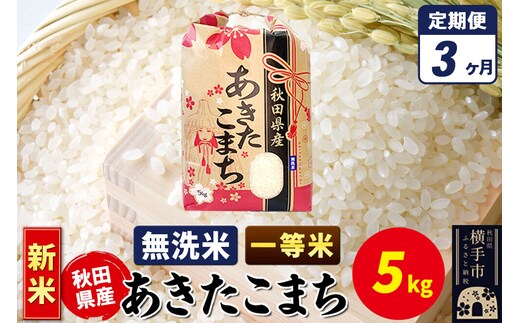 《新米》《定期便3ヶ月》あきたこまち 一等米 5kg×1袋【無洗米】秋田県産 こまちライン [新米 こまちライン あきたこまち ブランド米 お米 白米 精米 無洗米 米どころ 秋田 秋田県産]