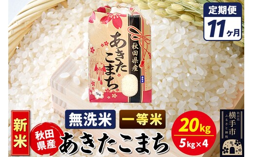 《新米》《定期便11ヶ月》あきたこまち 一等米 20kg【無洗米】秋田県産 こまちライン [新米 こまちライン あきたこまち ブランド米 お米 白米 精米 無洗米 米どころ 秋田 秋田県産]