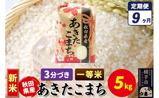 《新米》《定期便9ヶ月》あきたこまち 一等米 5kg【3分づき】秋田県産 こまちライン [新米 こまちライン あきたこまち ブランド米 お米 3分搗き 3分づき 米どころ 秋田 秋田県産]