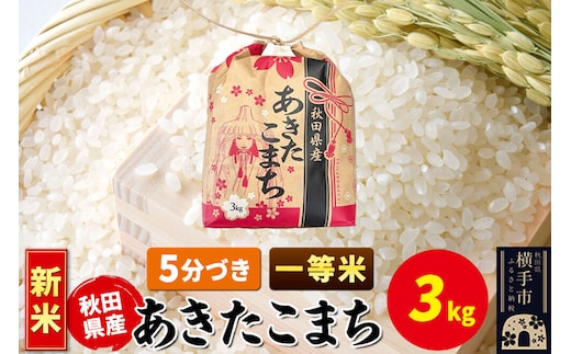 《新米》あきたこまち 一等米 3kg×1袋【5分づき】令和8年産 秋田県産 こまちライン [新米 こまちライン あきたこまち ブランド米 お米 5分搗き 精米 米どころ 秋田 秋田県産]
