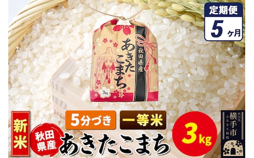 《新米》《定期便5ヶ月》あきたこまち 一等米 3kg×1袋【5分づき】令和8年産 秋田県産 こまちライン [新米 こまちライン あきたこまち ブランド米 お米 5分搗き 精米 米どころ 秋田 秋田県産]