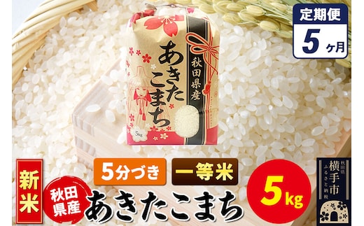 《新米》《定期便5ヶ月》あきたこまち 一等米 5kg×1袋【5分づき】秋田県産 こまちライン [新米 こまちライン あきたこまち ブランド米 お米 5分搗き 5分づき 米どころ 秋田 秋田県産]