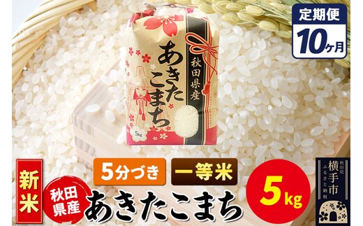 《新米》《定期便10ヶ月》あきたこまち 一等米 5kg【5分づき】秋田県産 こまちライン [新米 こまちライン あきたこまち ブランド米 お米 5分搗き 5分づき 米どころ 秋田 秋田県産]