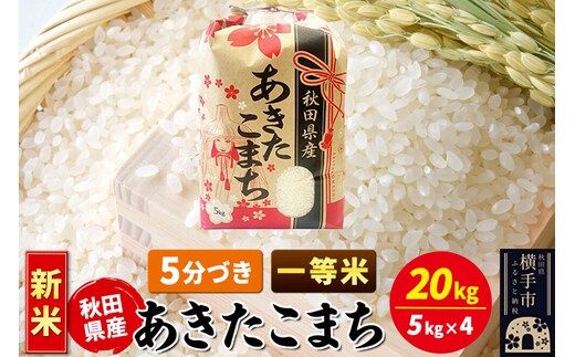 《新米》あきたこまち 一等米 20kg（5kg×4袋）【5分づき】秋田県産 こまちライン [新米 こまちライン あきたこまち ブランド米 お米 5分搗き 5分づき 米どころ 秋田 秋田県産]