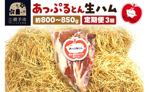 《定期便3ヶ月》秋田県横手市産 あっぷるとん 長期熟成生ハムブロック 約800～850g