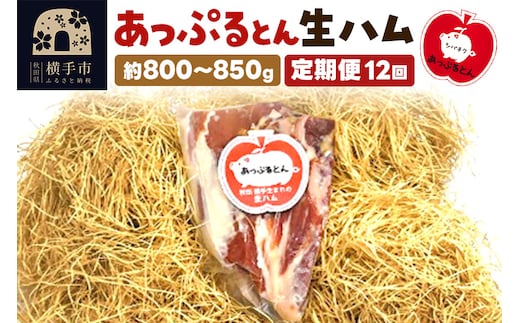 《定期便12ヶ月》秋田県横手市産 あっぷるとん 長期熟成生ハムブロック 約800～850g