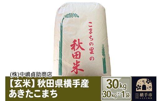 【令和7年産】【玄米】秋田県横手産あきたこまち 30kg(30kg×1袋)