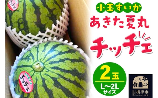 夏の贈り物 秋田県産 あきた夏丸チッチェ 小玉すいか 2玉（L～2Lサイズ） [すいか スイカ 西瓜 小玉すいか 小玉スイカ 甘い あきた 秋田 オリジナル品種 夏果物 夏フルーツ あきた夏丸 チッチェ ちっちぇ]